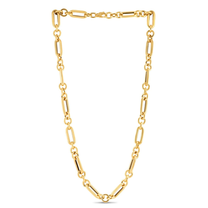 Bids.com 14k Yellow Gold Italian Alternating Paperclip Round Links Chain Necklace Necklaces White Smoke 18 / Yellow Gold