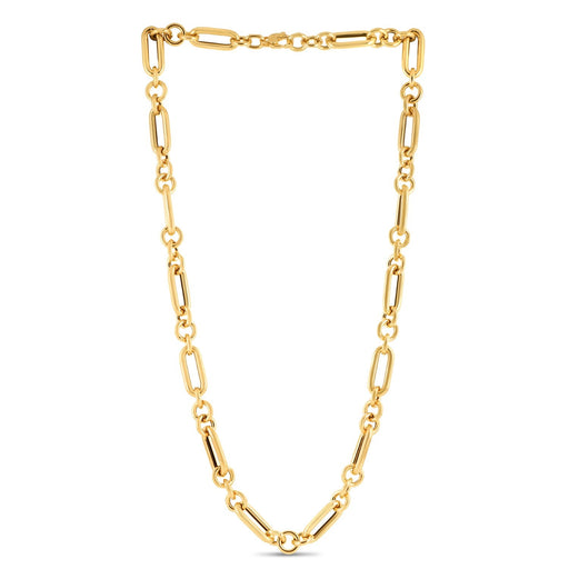 Bids.com 14k Yellow Gold Italian Alternating Paperclip Round Links Chain Necklace Necklaces White Smoke 18 / Yellow Gold