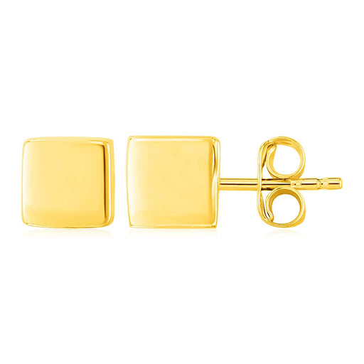 Bids.com 14k Yellow Gold Polished Cube Post Earrings Earrings Khaki Yellow Gold