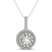 Bids.com 14k White Gold Diamond Halo Round Shape Pendant (1 1/4 cttw) Necklaces White Smoke 18 / White Gold