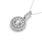 Bids.com 14k White Gold Diamond Halo Round Shape Pendant (1 1/4 cttw) Necklaces White Smoke 18 / White Gold
