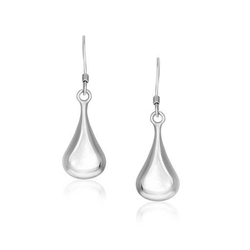 Bids.com Sterling Silver Long Teardrop Shape Puff Drop Earrings Earrings White Smoke Sterling Silver