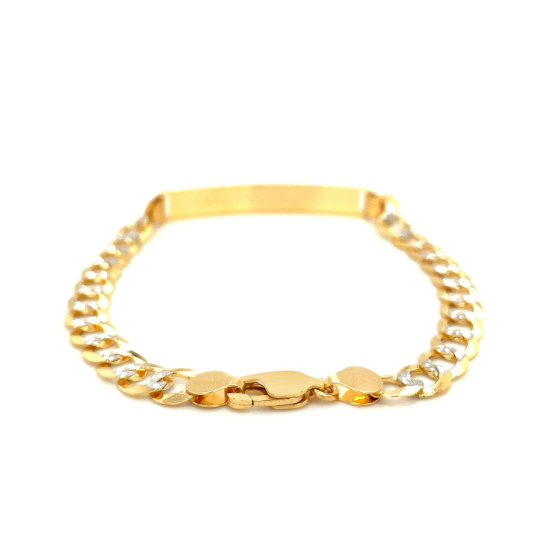 Bids.com 14k Two Tone Gold 8 1/2 inch Mens Narrow Curb Chain ID Bracelet with White Pave Bracelets White Smoke 8.5 / Two-Tone Gold