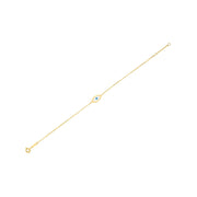 Bids.com 14k Yellow Gold MOP Evil Eye Bracelet (1.00 mm) Bracelets White Smoke 7 / Yellow Gold