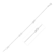 Bids.com Sterling Silver Anklet with Infinity Symbols Accessories White Smoke 10 / Sterling Silver