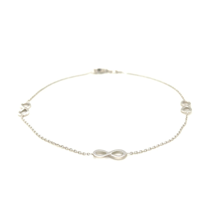 Bids.com Sterling Silver Anklet with Infinity Symbols Accessories White Smoke 10 / Sterling Silver