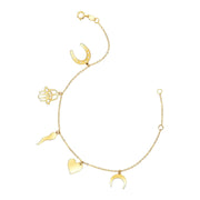 Bids.com 14k Yellow Gold 7 inch Bracelet with Polished Charms Bracelets White Smoke 7 / Yellow Gold
