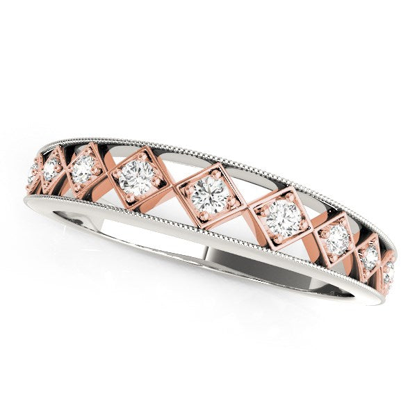 Bids.com 14k White Gold And Rose Gold Unique Diamond Wedding Band (1/10 cttw) Rings White Smoke 3 / White & Rose Gold,3.5 / White & Rose Gold,4 / White & Rose Gold,4.5 / White & Rose Gold,5 / White & Rose Gold,5.5 / White & Rose Gold,6 / White & Rose Gold,6.5 / White & Rose Gold,7 / White & Rose Gold,7.5 / White & Rose Gold,8 / White & Rose Gold,8.5