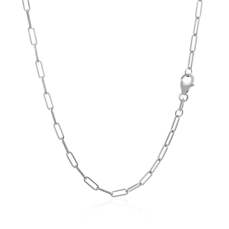 Bids.com 14K White Gold Delicate Paperclip Chain (2.1mm) Necklaces White Smoke 16 / White Gold,18 / White Gold,20 / White Gold,24 / White Gold