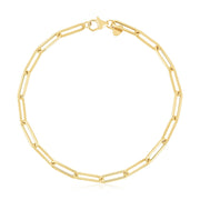 Bids.com 14k Yellow Gold High Polish Alternating Bead Paperclip Bracelet (3.5mm) Bracelets White Smoke 7.5 / Yellow Gold
