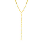 Bids.com 14k Yellow Gold Paperclip Chain Lariat Necklace Necklaces White Smoke 17 / Yellow Gold