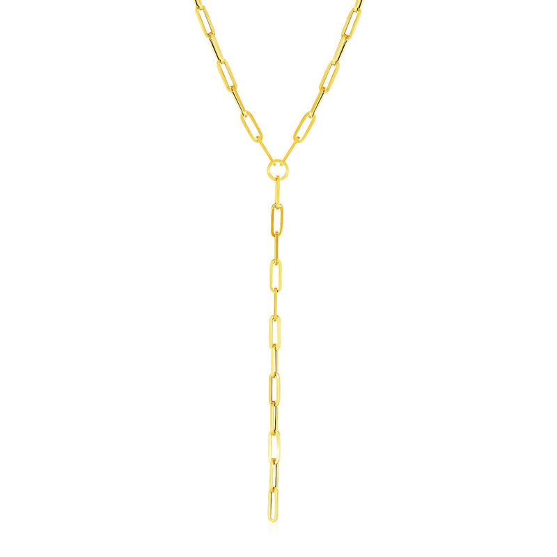 Bids.com 14k Yellow Gold Paperclip Chain Lariat Necklace Necklaces White Smoke 17 / Yellow Gold