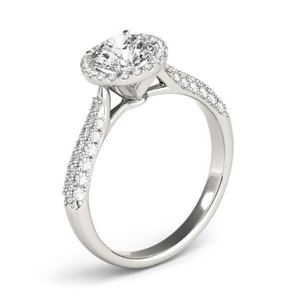 Bids.com 14k White Gold Halo Diamond Engagement Ring with Pave Band (1 1/3 cttw) Rings White Smoke 3 / White Gold,3.5 / White Gold,4 / White Gold,4.5 / White Gold,5 / White Gold,5.5 / White Gold,6 / White Gold,6.5 / White Gold,7 / White Gold,7.5 / White Gold,8 / White Gold,8.5 / White Gold,9 / White Gold
