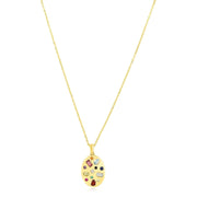 Bids.com 14k Yellow Gold High Polish Oval Gemstone Inlay Necklace Necklaces White Smoke 18 / Yellow Gold