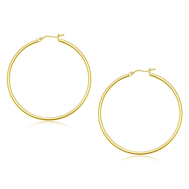 Bids.com 10k Yellow Gold Polished Hoop Earrings (45 mm) Earrings White Smoke Yellow Gold