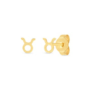 Bids.com 14K Yellow Gold Taurus Stud Earrings Earrings White Smoke Yellow Gold