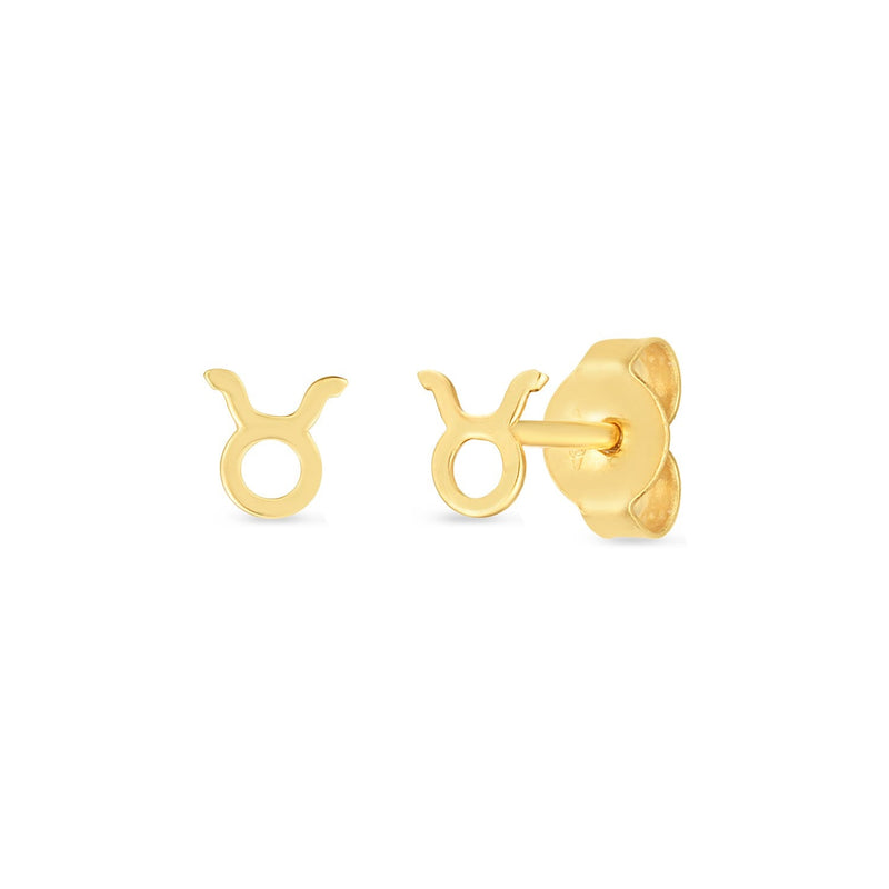 Bids.com 14K Yellow Gold Taurus Stud Earrings Earrings White Smoke Yellow Gold