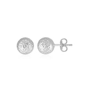 Bids.com 14k White Gold Ball Earrings with Crystal Cut Texture Earrings White Smoke White Gold