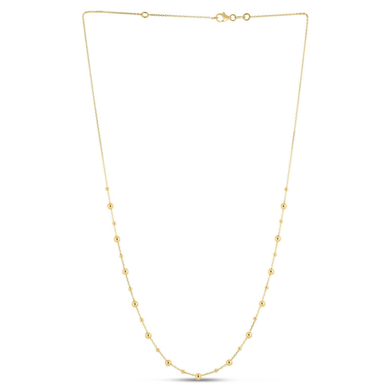 Bids.com 14k Yellow Gold Bead Necklace Necklaces White Smoke 18 / Yellow Gold