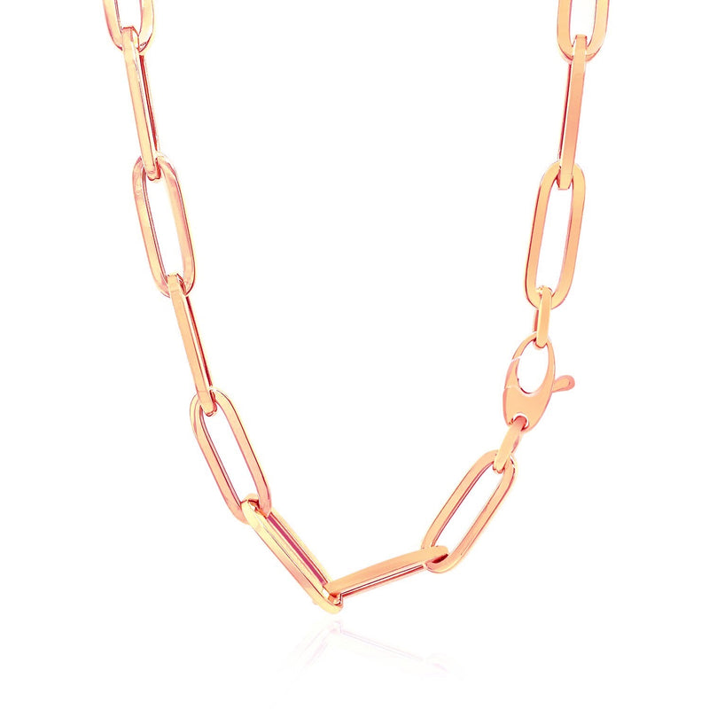 Bids.com 14K Rose Gold Wide Paperclip Chain (6.1mm) Necklaces White Smoke 18 / Rose Gold