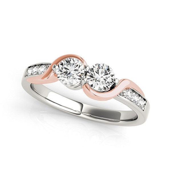 Bids.com 14k White And Rose Gold Round Two Diamond Curved Band Ring (5/8 cttw) Rings White Smoke 3 / White & Rose Gold,3.5 / White & Rose Gold,4 / White & Rose Gold,4.5 / White & Rose Gold,5 / White & Rose Gold,5.5 / White & Rose Gold,6 / White & Rose Gold,6.5 / White & Rose Gold,7 / White & Rose Gold,7.5 / White & Rose Gold,8 / White & Rose Gold,8.5