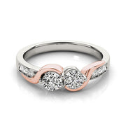 Bids.com 14k White And Rose Gold Round Two Diamond Curved Band Ring (5/8 cttw) Rings White Smoke 3 / White & Rose Gold,3.5 / White & Rose Gold,4 / White & Rose Gold,4.5 / White & Rose Gold,5 / White & Rose Gold,5.5 / White & Rose Gold,6 / White & Rose Gold,6.5 / White & Rose Gold,7 / White & Rose Gold,7.5 / White & Rose Gold,8 / White & Rose Gold,8.5