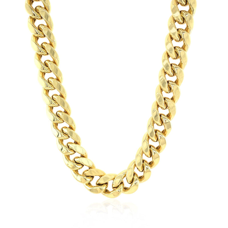 Bids.com 10.5mm 14k Yellow Gold Semi Solid Miami Cuban Chain Necklaces White Smoke 24 / Yellow Gold,26 / Yellow Gold