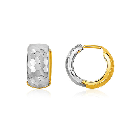 Bids.com 14k Two-Tone Gold Diamond Cut and Interlaced Style Hoop Earrings Earrings White Smoke Two-Tone Gold