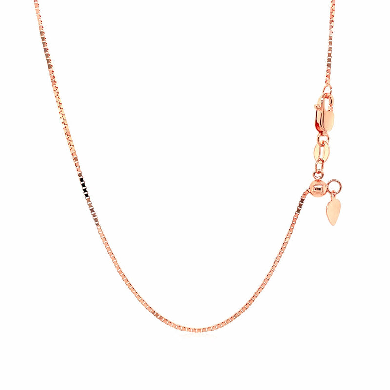 Bids.com 14k Rose Gold Adjustable Box Chain 0.85mm Necklaces White Smoke 22 / Rose Gold