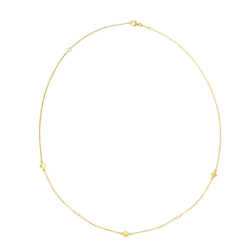 Bids.com 14k Yellow Gold Pearl Clover Necklace Necklaces White Smoke 18 / Yellow Gold