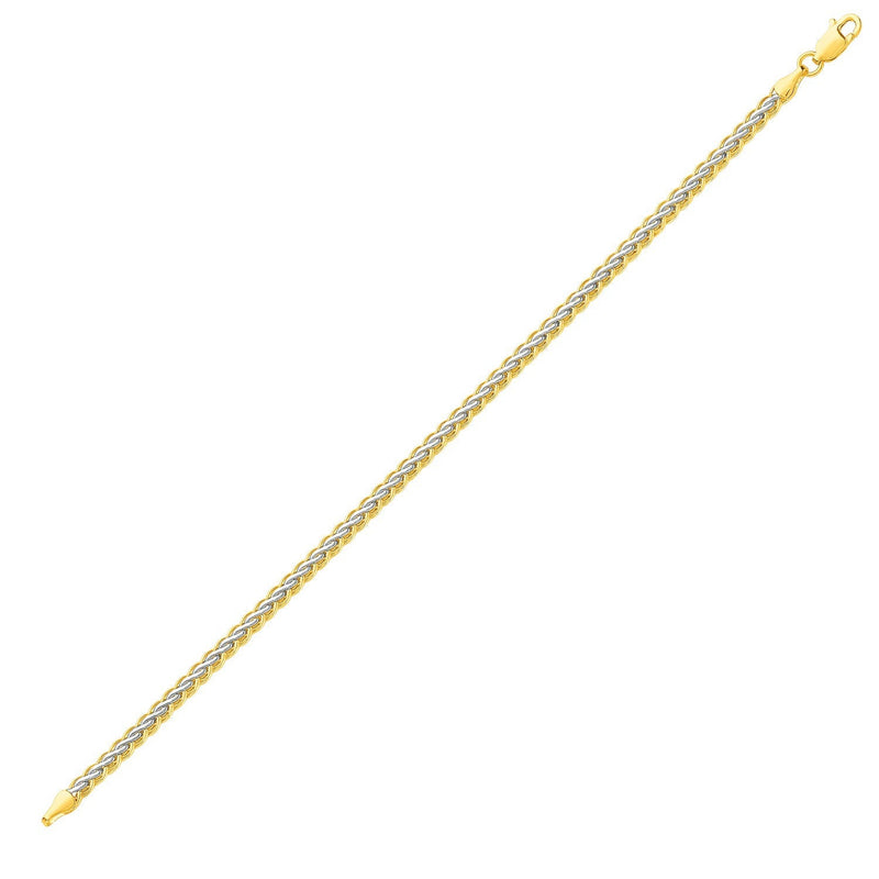 Bids.com Two-Toned Fine Wheat Chain Bracelet in 10k Yellow and White Gold Bracelets White Smoke 7.25 / Two-Tone Gold