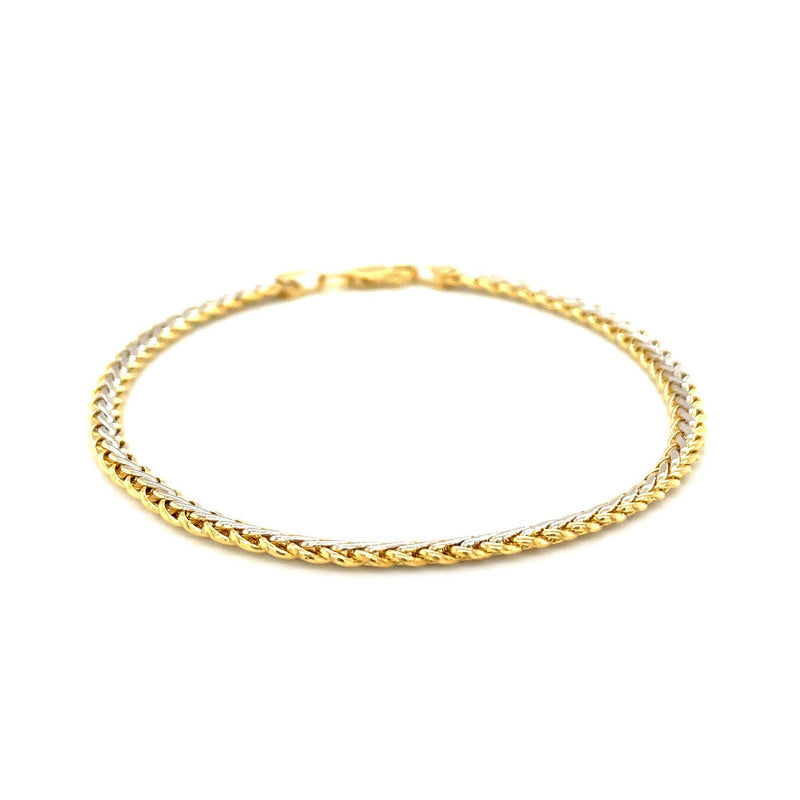 Bids.com Two-Toned Fine Wheat Chain Bracelet in 10k Yellow and White Gold Bracelets White Smoke 7.25 / Two-Tone Gold
