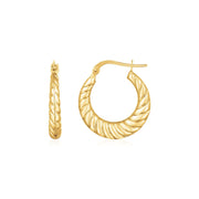 Bids.com 14K Yellow Gold Polished Twisted Cable Graduated Hoops Earrings White Smoke Yellow Gold