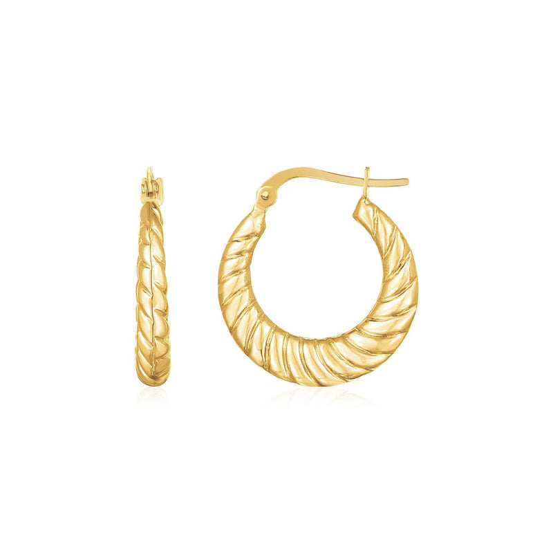 Bids.com 14K Yellow Gold Polished Twisted Cable Graduated Hoops Earrings White Smoke Yellow Gold
