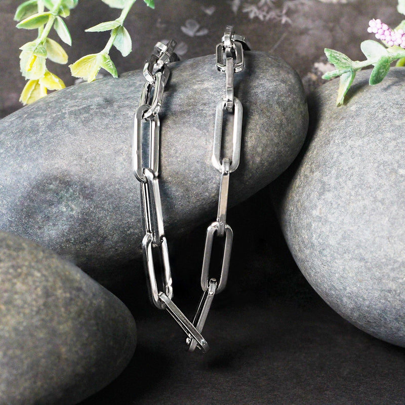Bids.com 14K White Gold Wide Paperclip Chain (6.1mm) Necklaces Black 18 / White Gold