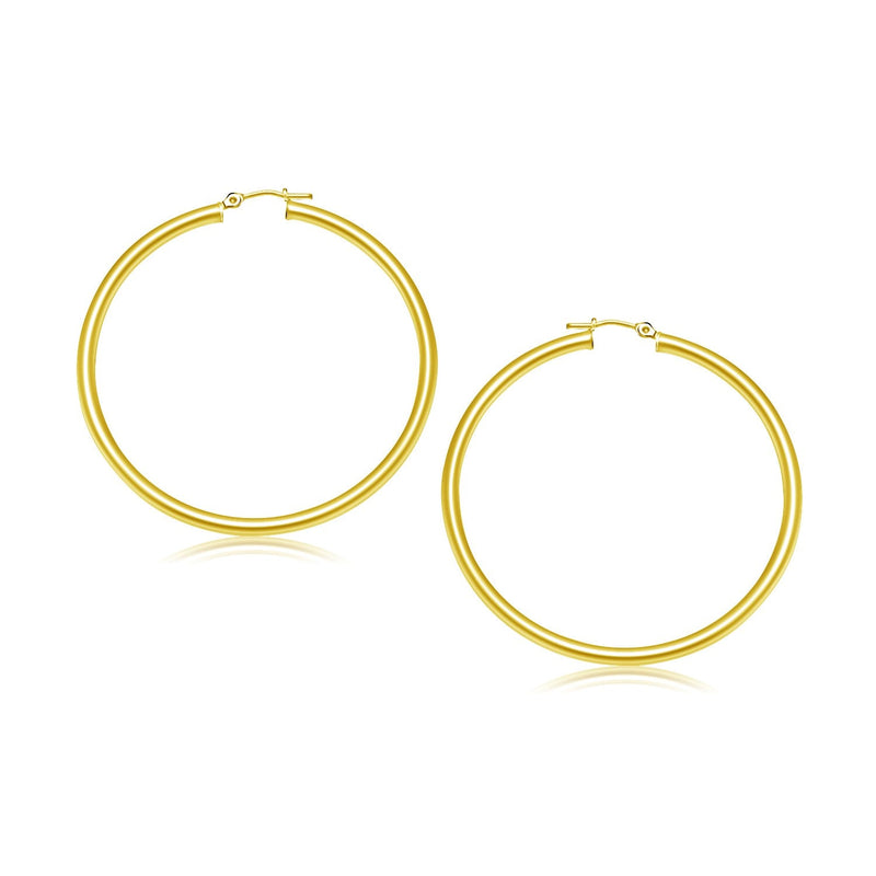 Bids.com 10k Yellow Gold Polished Hoop Earrings (30 mm) Earrings White Smoke Yellow Gold