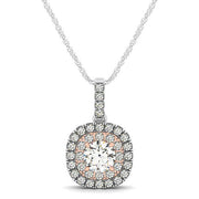 Bids.com 14k White And Rose Gold Cushion Shape Halo Diamond Pendant (1/2 cttw) Necklaces White Smoke 18 / White & Rose Gold