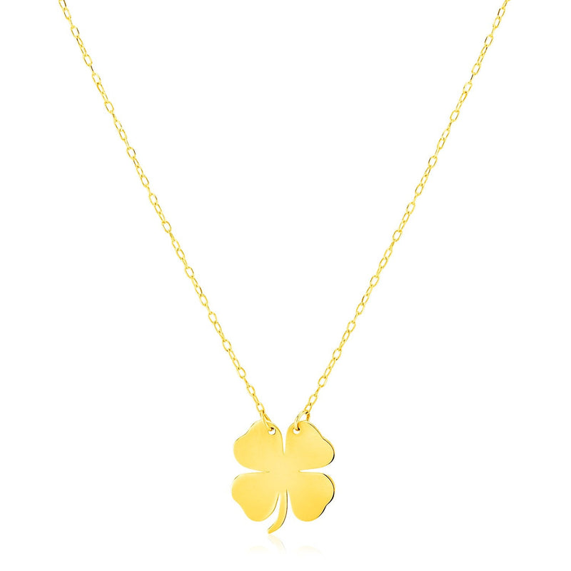 Bids.com 14K Yellow Gold Four Leaf Clover Necklace Necklaces White Smoke 18 / Yellow Gold