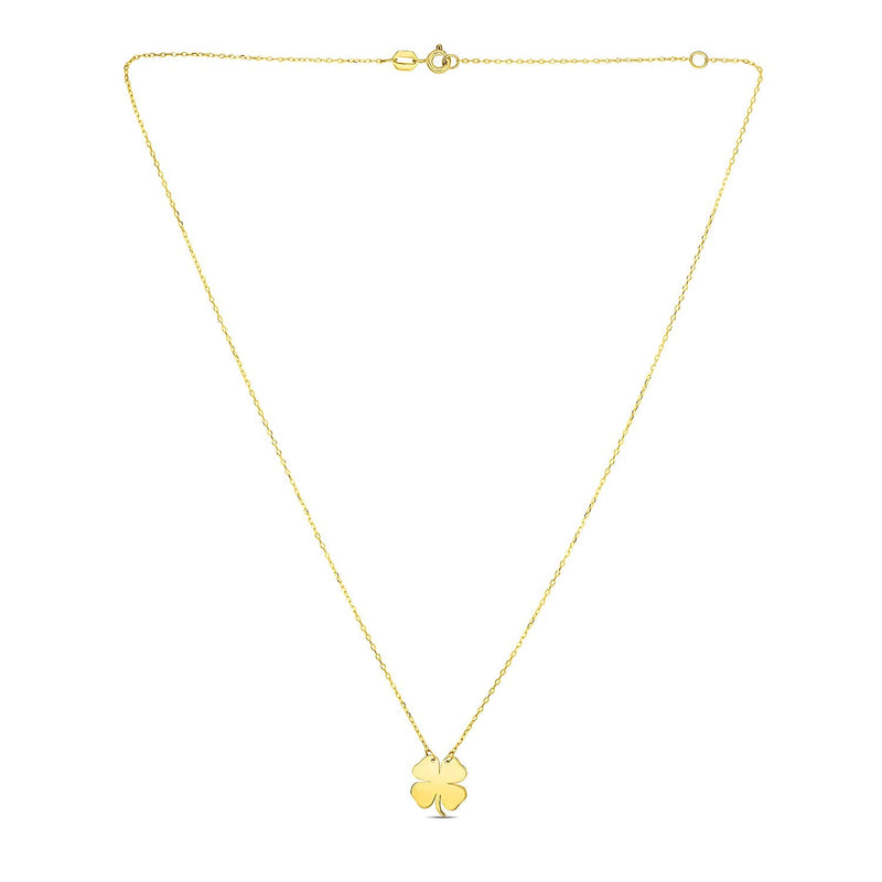 Bids.com 14K Yellow Gold Four Leaf Clover Necklace Necklaces White Smoke 18 / Yellow Gold