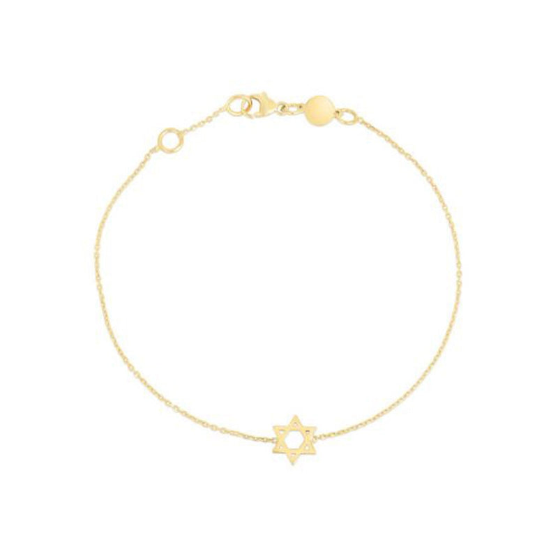 Bids.com 14k Yellow Gold Star of David Bracelet Bracelets White Smoke 7 / Yellow Gold