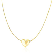 Bids.com 14k Yellow Gold Chain Necklace with Sliding Puffed Heart Charm Necklaces White Smoke 18 / Yellow Gold