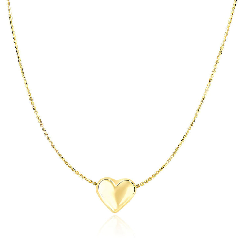 Bids.com 14k Yellow Gold Chain Necklace with Sliding Puffed Heart Charm Necklaces White Smoke 18 / Yellow Gold