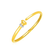 Bids.com 14k Yellow Gold Hinged Bangle Bracelet with Diamonds Bracelets White Smoke Yellow Gold