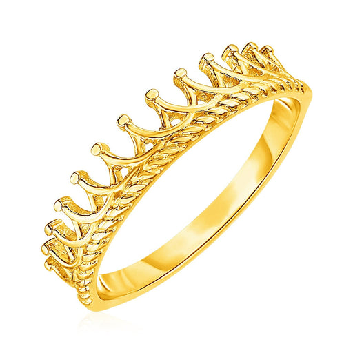 Bids.com 14k Yellow Gold Crown Motif Ring Rings White Smoke 7 / Yellow Gold