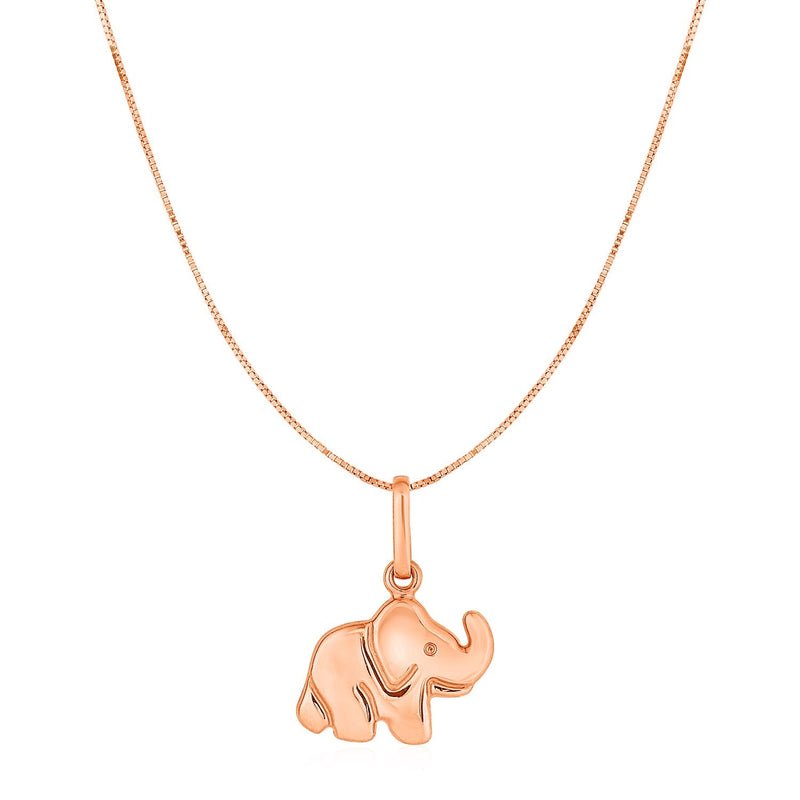 Bids.com Elephant Pendant in 10k Rose Gold Pendants White Smoke Rose Gold
