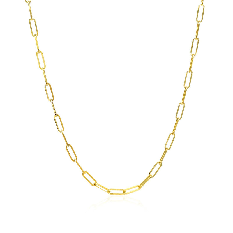 Bids.com 14K Yellow Gold Delicate Paperclip Chain (2.1mm) Necklaces White Smoke 16 / Yellow Gold,18 / Yellow Gold,20 / Yellow Gold,24 / Yellow Gold