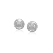 Bids.com 14k White Gold Textured Flat Style Stud Earrings Earrings White Smoke White Gold