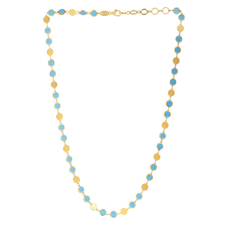 Bids.com 14k Yellow Gold Turquoise Geometric Mirror Gem Chain Necklace (5.00 mm) Necklaces White Smoke 18 / Yellow Gold