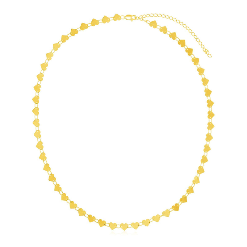 Bids.com 14k Yellow Gold Mirrored Heart Chain Necklace Necklaces White Smoke 18 / Yellow Gold