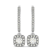 Bids.com Cushion Shape Halo Style Diamond Drop Earrings in 14k White Gold (1/2 cttw) Earrings White Smoke White Gold